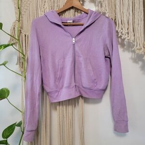 Aritzia TNA Lavender Purple Waffle Zip Hoodie Small